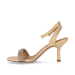 LMichael Kors crystal embossed  Carrie Butter Heeled Sandal nude size 7.5